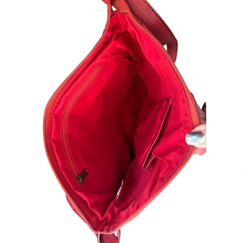 Braided Leather Crossbody Bag Purse Casual Genuine Leather 11” x 11” Red… - Picture 10 of 15